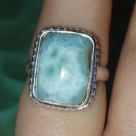Dainty Square Larimar Ring Size 5.75 - Picture 3 of 7